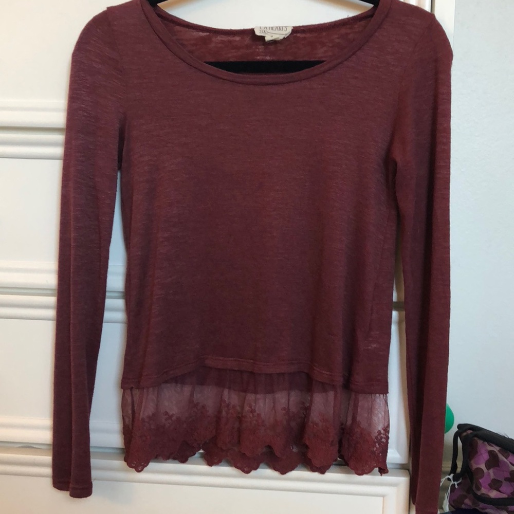 Maroon long sleeve w lace detailing